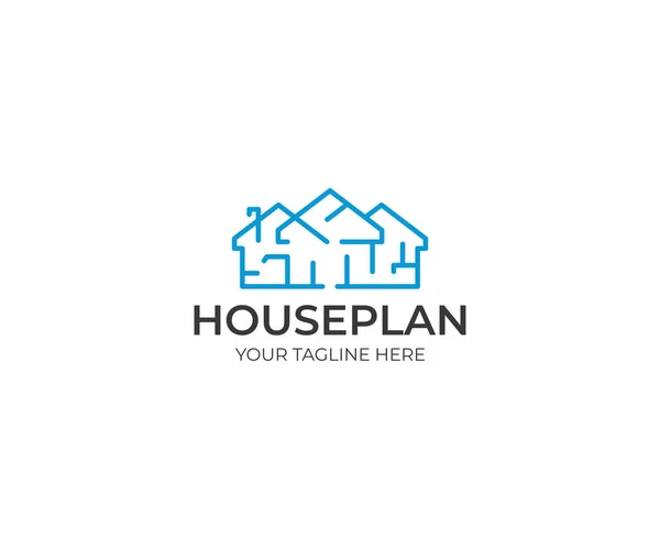 Sjabloon Met Logo Voor Huis Plan Plattegrond Vector Design Home — Stockvector