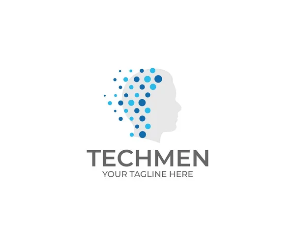 Tech Men Logo Template Technology Vector Design Artificial Intelligence Illustration — Stock Vector