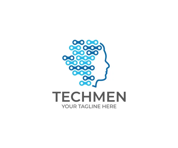 Tech Men Logo Template Technology Vector Design Artificial Intelligence Illustration — Stock Vector