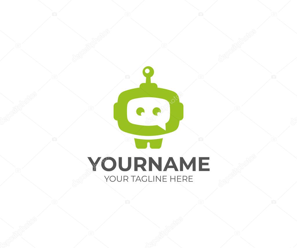 Chatbot  Logo Template. Chatterbot Vector Design. Talkbot Illustration