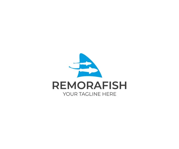Remora Fish Shark Fin Logo Template Sharksucker Vector Design Sea — Stock Vector
