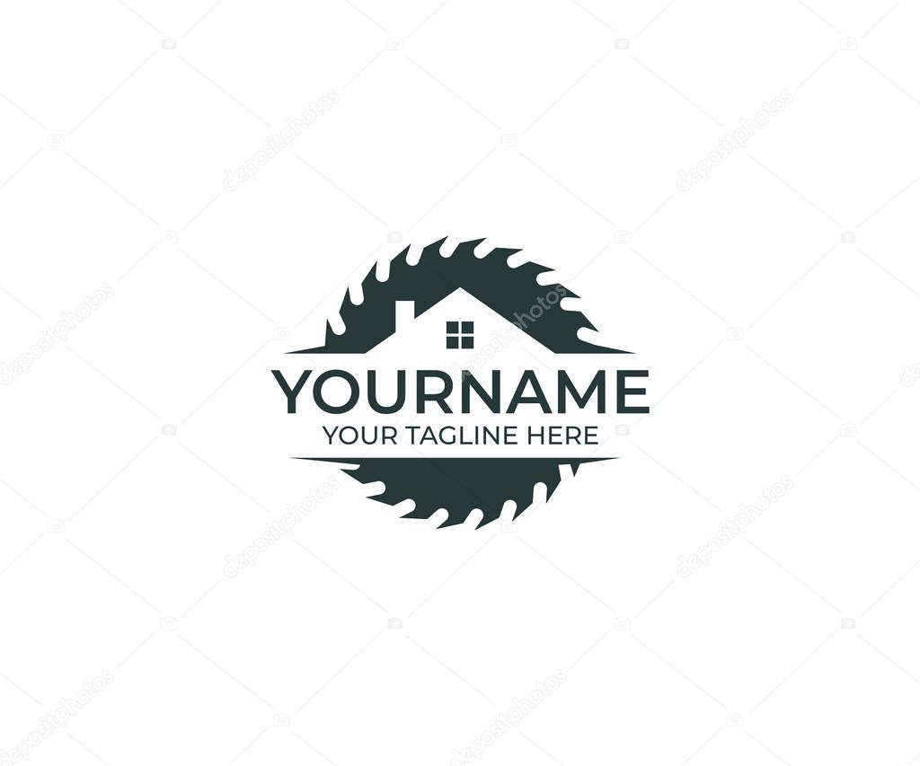 Disco de sierra circular para cortar madera y plantillas de logotipo