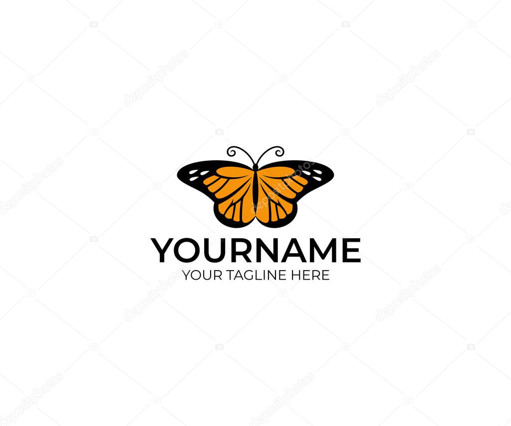 Butterfly danaida monarch logo template. Insect vector design. Animal illustration