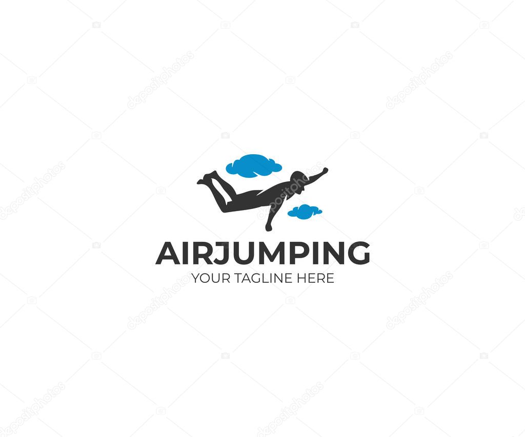 Freefly logo template. Skydiving vector design. Extreme sport illustration