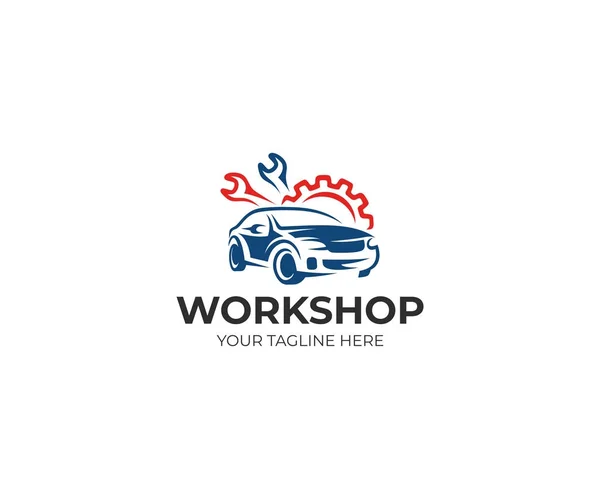 Auto Workshop Logo Šablona Auto Služby Vektorová Design Auto Nástroje — Stockový vektor