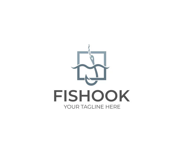 Πρότυπο Λογότυπο Γάντζο Αλιείας Αλιευτικών Εργαλείων Διάνυσμα Σχεδιασμός Εικονογράφηση Αλιείας — Διανυσματικό Αρχείο