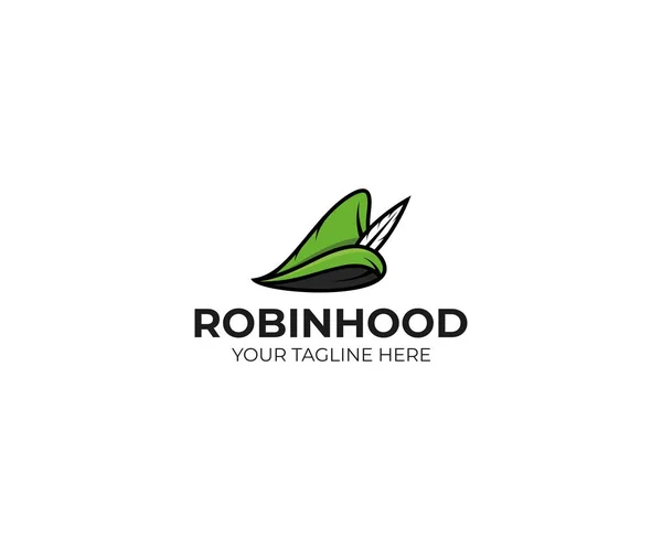 Robin Hood Hat Logo Template Robinhood Cap Vector Design Medieval — Stock Vector