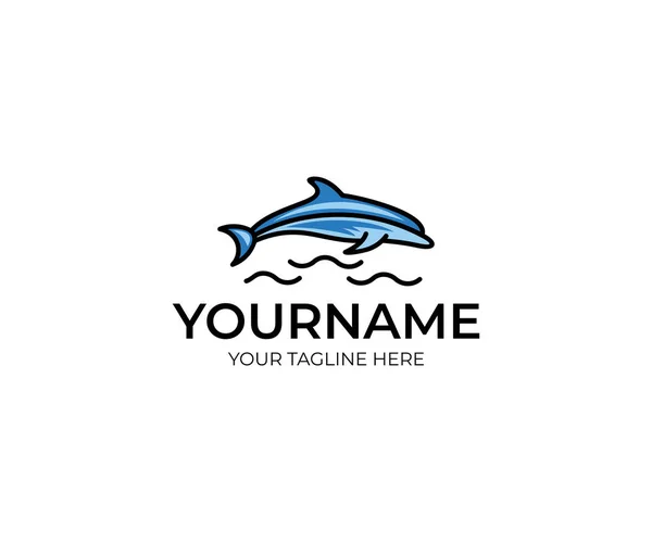 Szablon Logo Kolorowe Delfinów Projektowania Wektorowa Ryb Ilustracja — Wektor stockowy