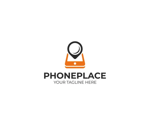 Mobile Phone Placemark Logo Template Mobile Gps Navigator Vector Design — Stock Vector