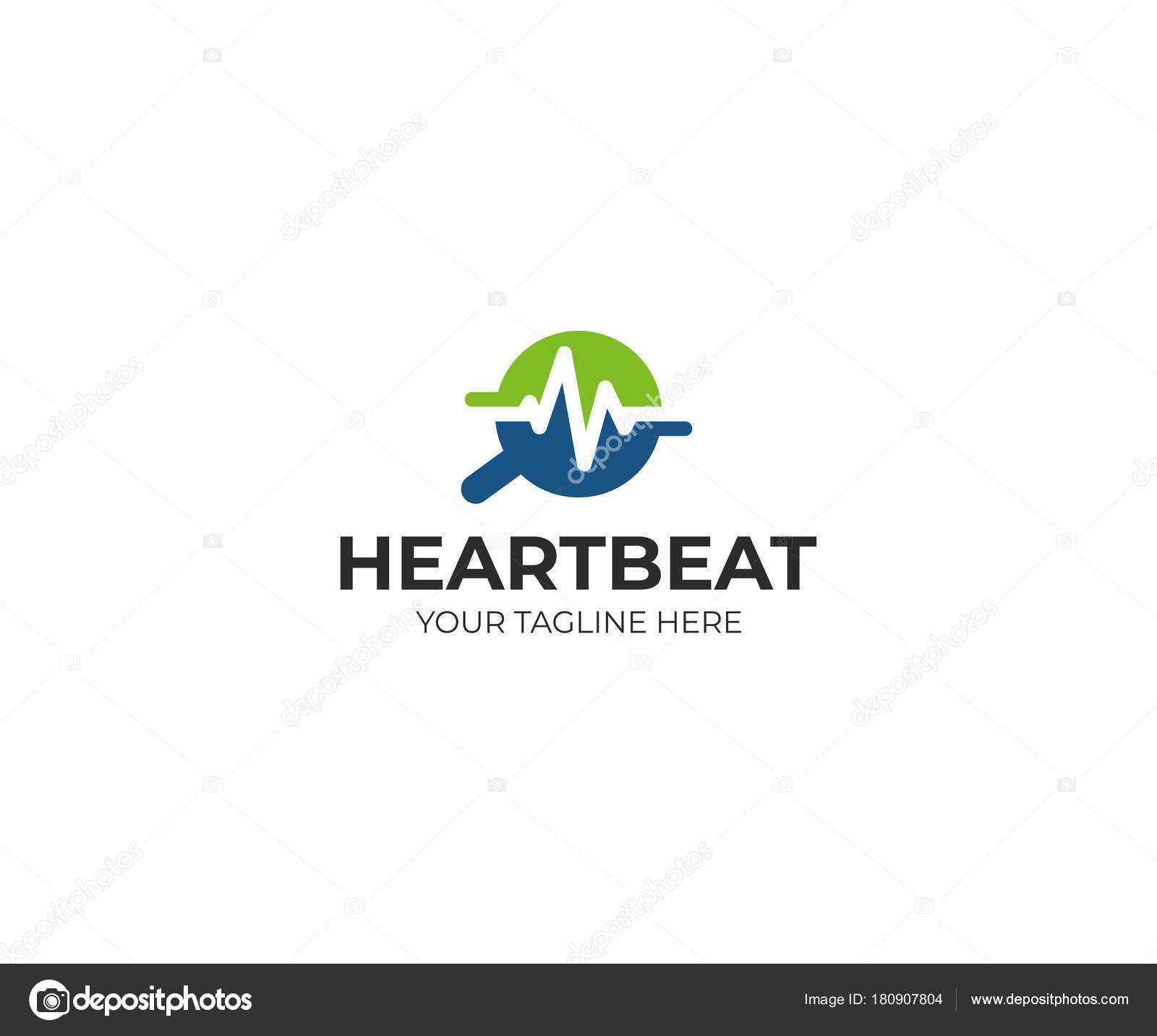 Magnifier Heartbeat Logo Template Pulse Trace Loupe Vector Design