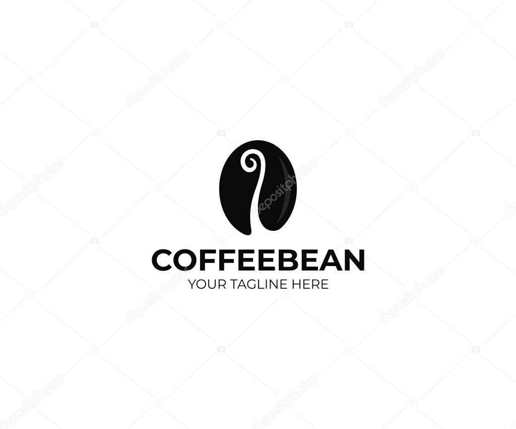 Fairytale coffee bean logo template. Coffee grain vector design. Cafe illustration 