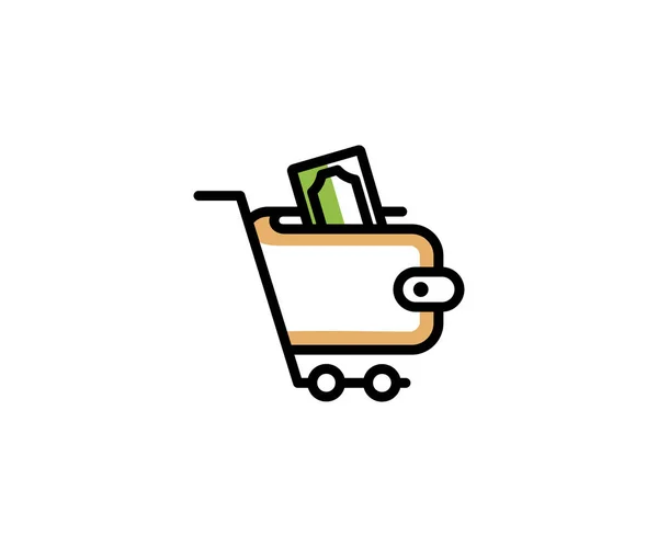 Carrito Compras Billetera Con Plantilla Logotipo Dinero Diseño Vectores Compras — Archivo Imágenes Vectoriales