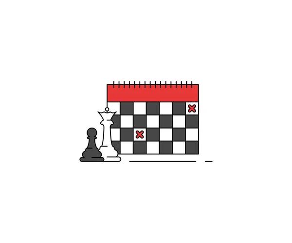 Strategische Planung Konzeptionelle Ikone Schachfiguren Und Kalendervektordesign Veranschaulichung Der Strategie — Stockvektor