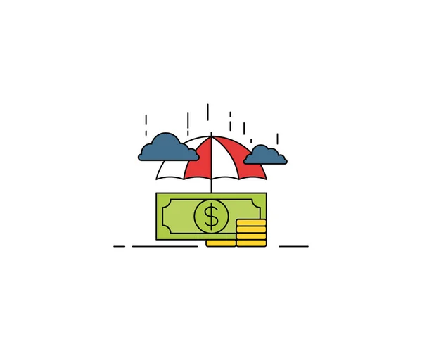 Icono Conceptual Seguro Financiero Diseño Vectores Línea Protección Financiera Ilustración — Vector de stock