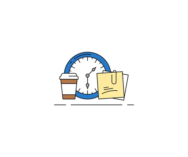 Icône Concept Gestion Temps Conception Vectorielle Pause Café Horloge Offee — Image vectorielle