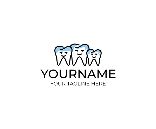 Modelo Logotipo Família Dentes Desenho Vetorial Dos Desenhos Animados Dentários — Vetor de Stock