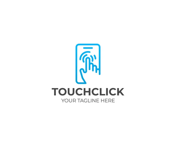 Touch Screen Logo Template Human Hand Mobile Phone Vector Design — Stock Vector