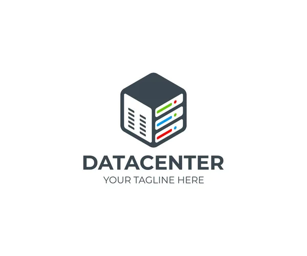 Server Hexagon Logo Template Data Storage Vector Design Hosting Logotype — Stock Vector
