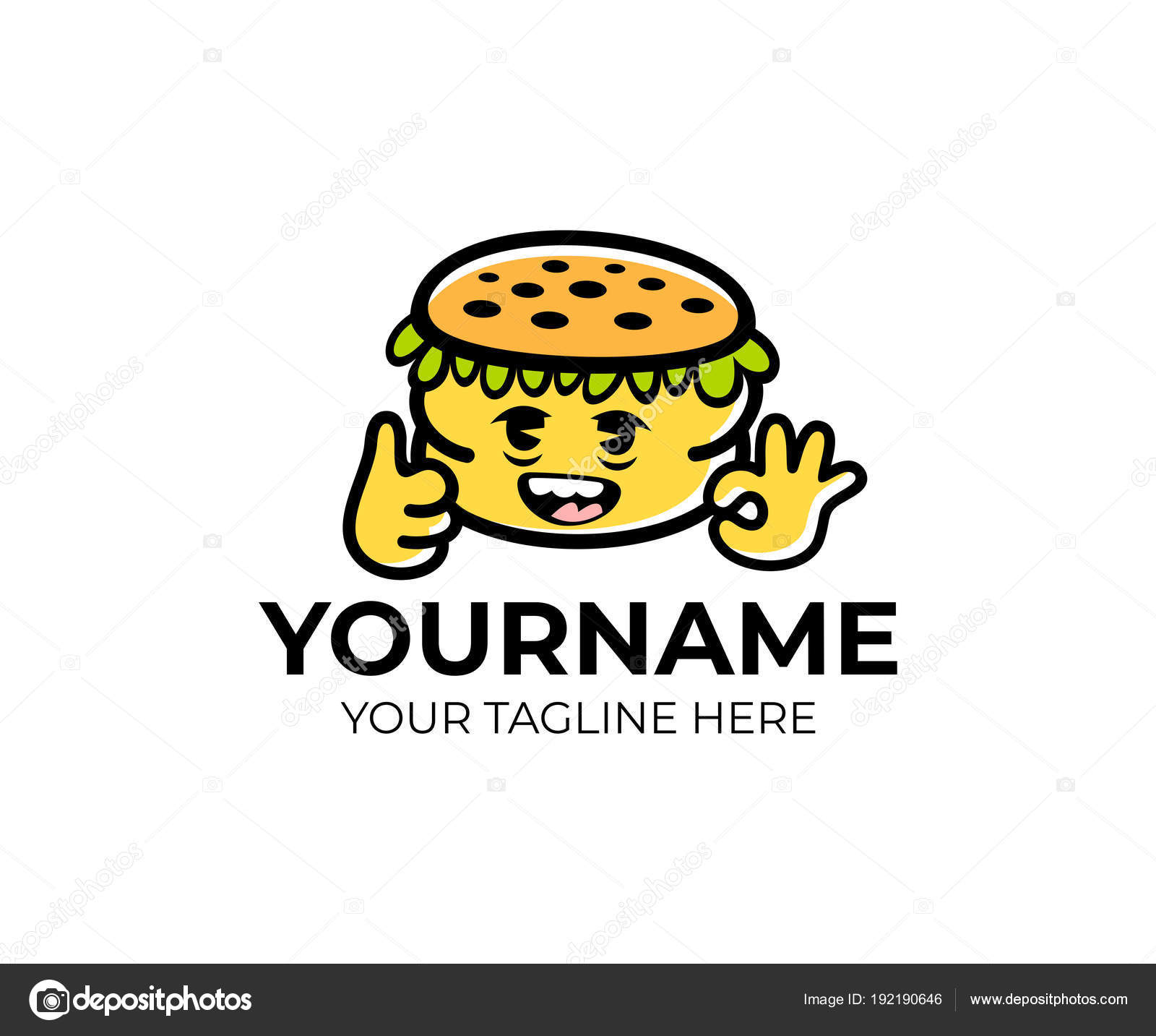 cartoon colorful burger logo