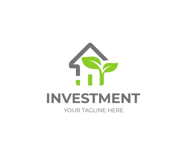 Sjabloon Met Logo Voor Eigenschap Investeringen Huis Groei Grafiek Met — Stockvector