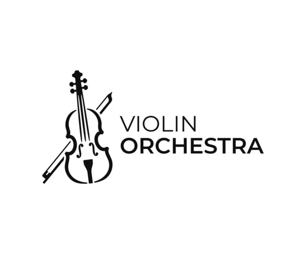 Violin Och Båge Logotyp Design Konstruktion Tomgångsvektorer Musikinstrumentets Logotyp — Stock vektor