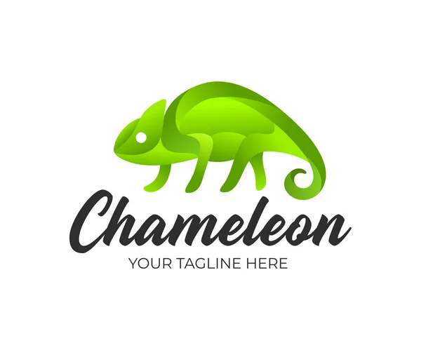 Kameleon Kameleon Abstrakcyjny Geometrycznym Stylu Wstążki Projekt Logo Zwierzęcy Kolorowy — Wektor stockowy