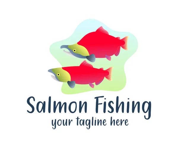 Peixe Salmão Sockeye Subaquático Rio Ilustração Design Logotipo Animais Natureza —  Vetores de Stock