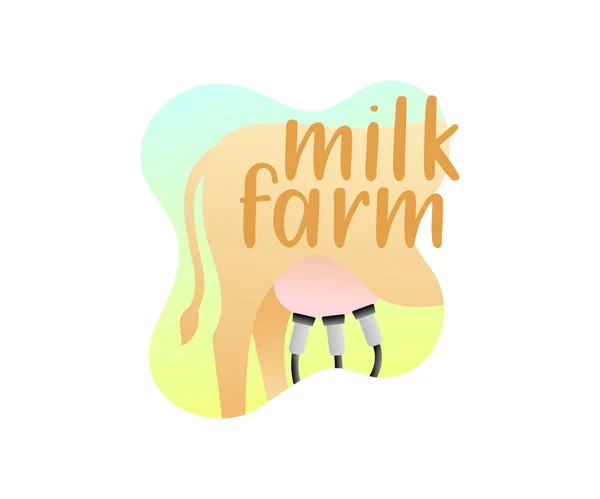 Viehfarm Kuh Und Melkmaschine Illustration Und Logodesign Ranch Milchprodukte Rinder — Stockvektor