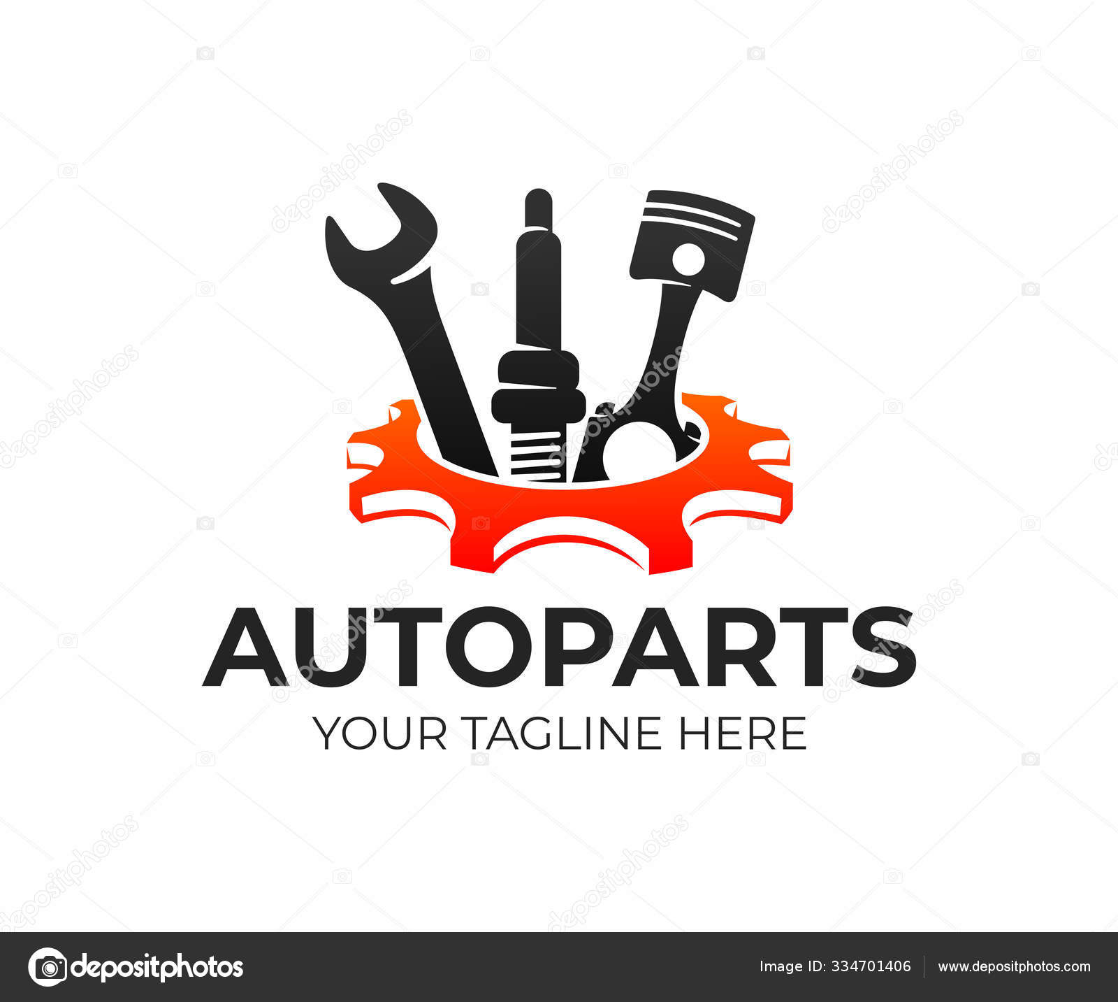Autoparts Getriebe Kolben Zündkerze Und Schraubenschlüssel Logo