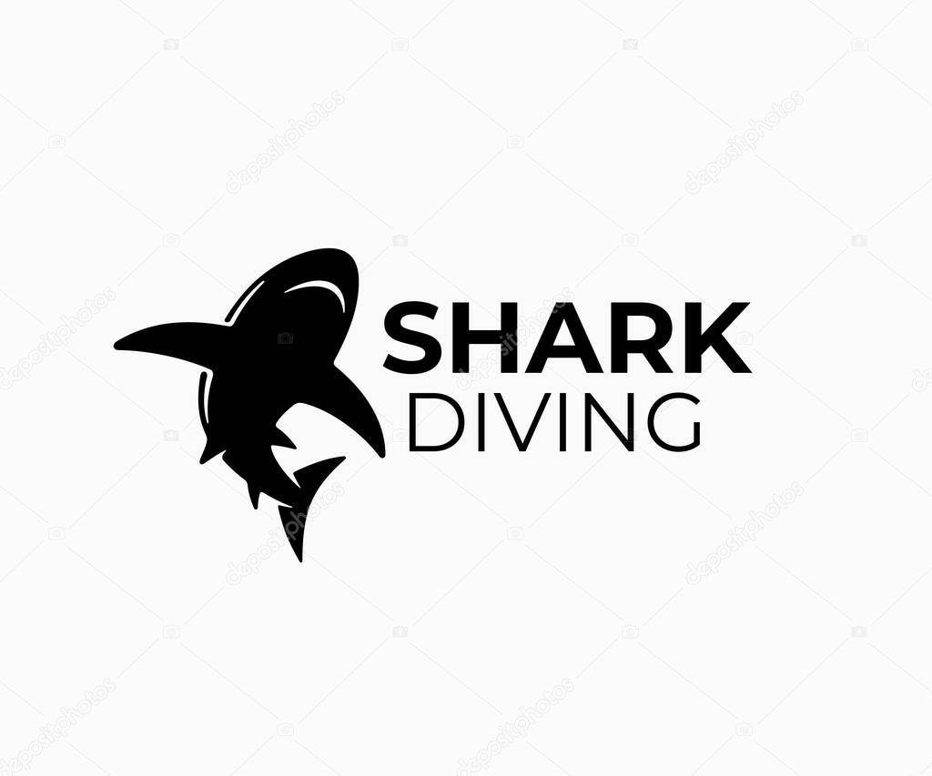 Shark, fish and diving, logo design. Animal, predator, underwater life and aquarium, vector design and illustration