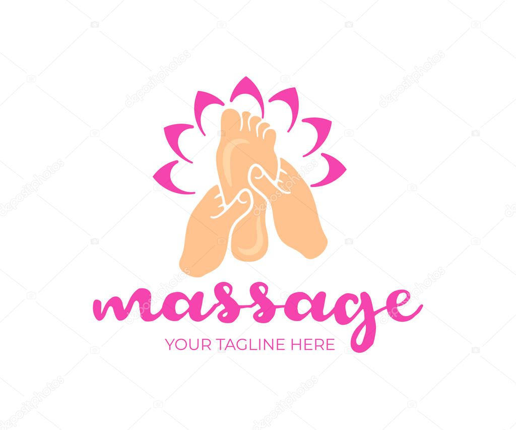 Foot reflexology, massage therapy and ankle foot care, logo design. Healthcare, medical and medicine, vector design and illustration