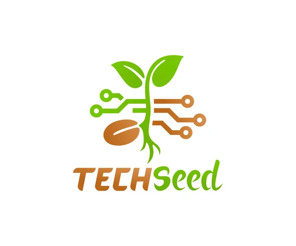 Tecnologia Inovação Agricultura Design Logotipo Planta Semente Circuito Elétrico Desenho —  Vetores de Stock