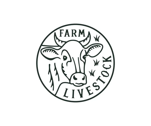 Головна Корова Тваринницька Ферма Тваринництво Дизайн Логотипу Збирання Тварин Ясна — стоковий вектор