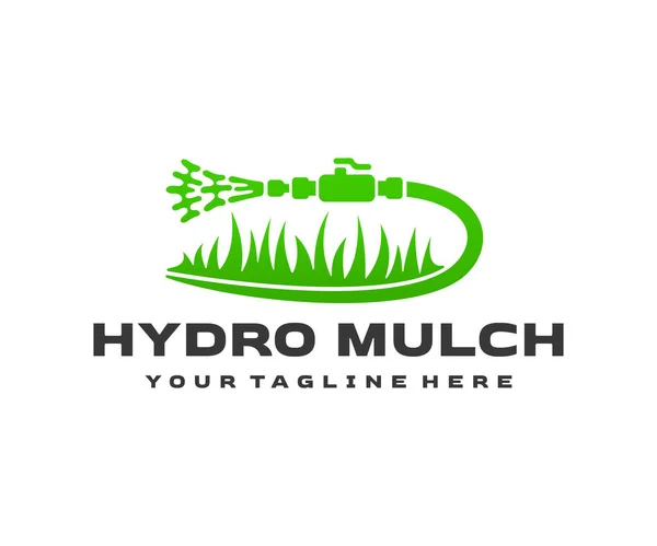 Hydro Mulcz Prace Hydromulczacyjne Wąż Trawa Projekt Logo Projektowanie Krajobrazu — Wektor stockowy