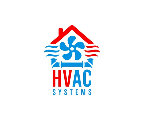Hvacシステム ロゴデザイン エアコンと換気システム ベクトルデザインとイラストの建設 修理とインストール — ストックベクタ