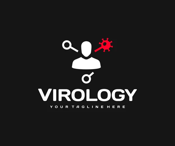 Virology Logo Design Viral Infection Research Vector Design Human Magnifier — Stock Vector