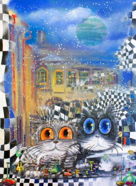 Açık havada soyut kedi parti