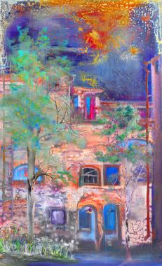 Geceleri ağacıyla eski yard