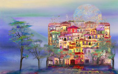 Sabah sakin manzara içinde izole townhouse