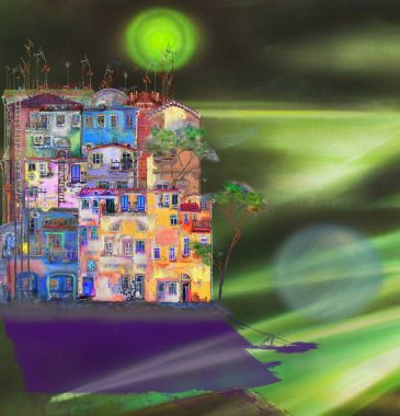 Geceleri izole küçük kasaba