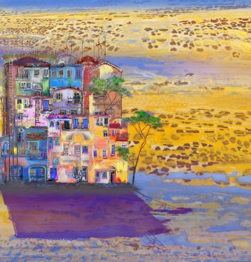 Çölde izole küçük kasaba