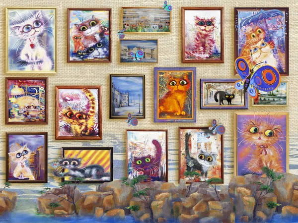 Cats Pictures Wall — Stock Photo, Image