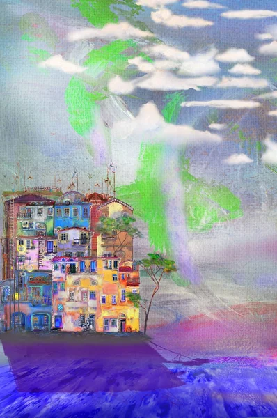 İzole kasaba ve soyut manzara