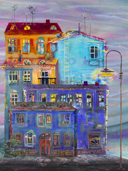 Lonely old lantern at the street