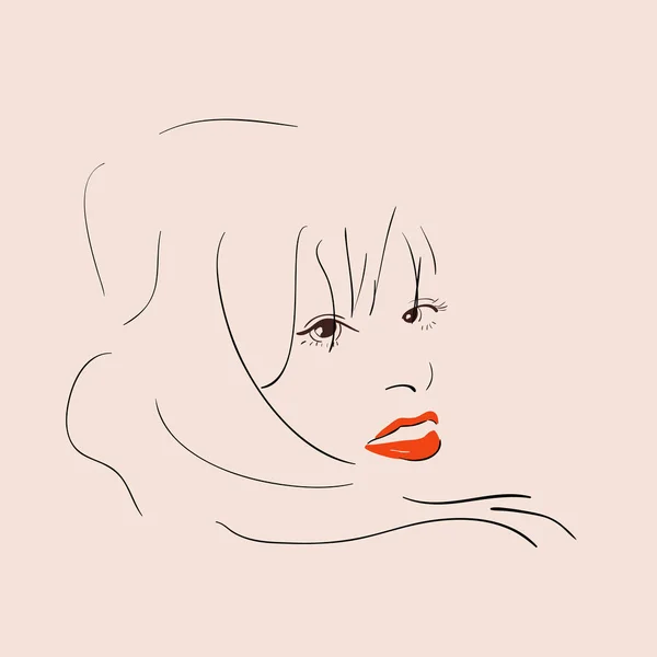 Belle femme aux lèvres rouges — Image vectorielle