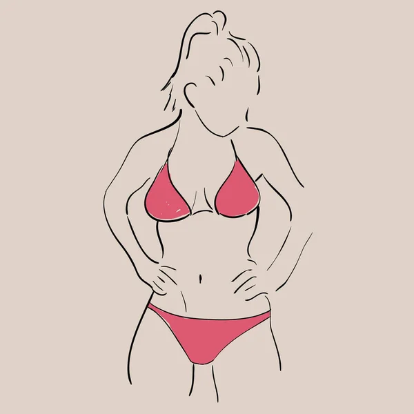 Bikini model schets — Stockvector