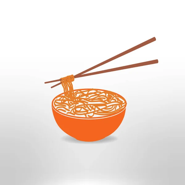 Ilustración de fideos y palillos chinos — Vector de stock