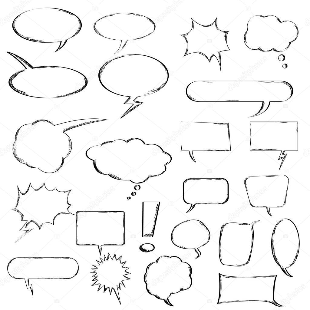 Talk and think vector sketch bubbles