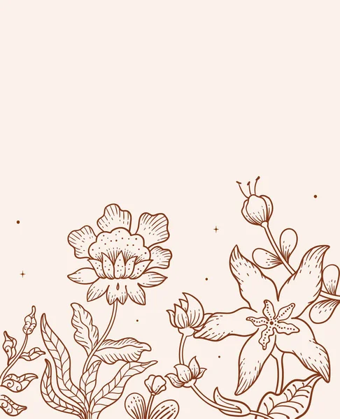 Illustration Vektorgrafik Von Hand Gezeichnet Batik Blume Hintergrund — Stockvektor