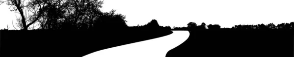 Silhouette Noire Arbre Aux Branches Nues Paysages Hivernaux Arbres Lointains — Image vectorielle
